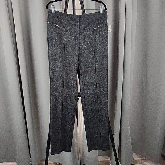Cato Women's Gray Slacks With Decorative Silver Chain On Pockets. Size 10 NWT - Picture 1 of 10
